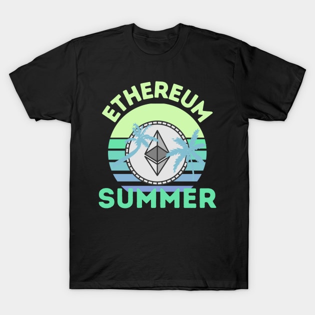 Ethereum Summer Retro Sunset T-Shirt by RedSparkle 